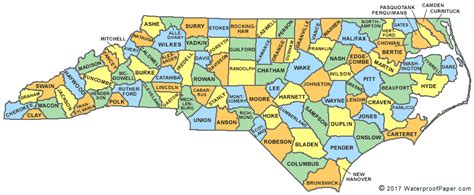 North Carolina County Map .